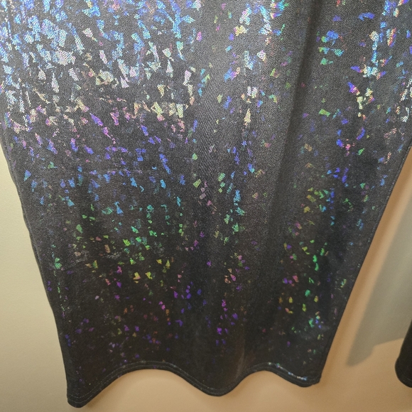 Asos Curve Women's Black Iridescent Colorful Straight Pants Size 16 Flare 31L - Picture 5 of 12